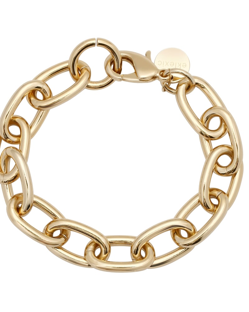 Front of a size 8" Alana Bracelet 8" Gold in Gold by Eklexic. | dia_product_style_image_id:275018